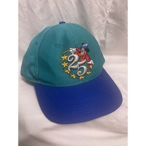 VTG 90s Disney World Collectable 25th anniversary teal Mickey Youth baseball Cap